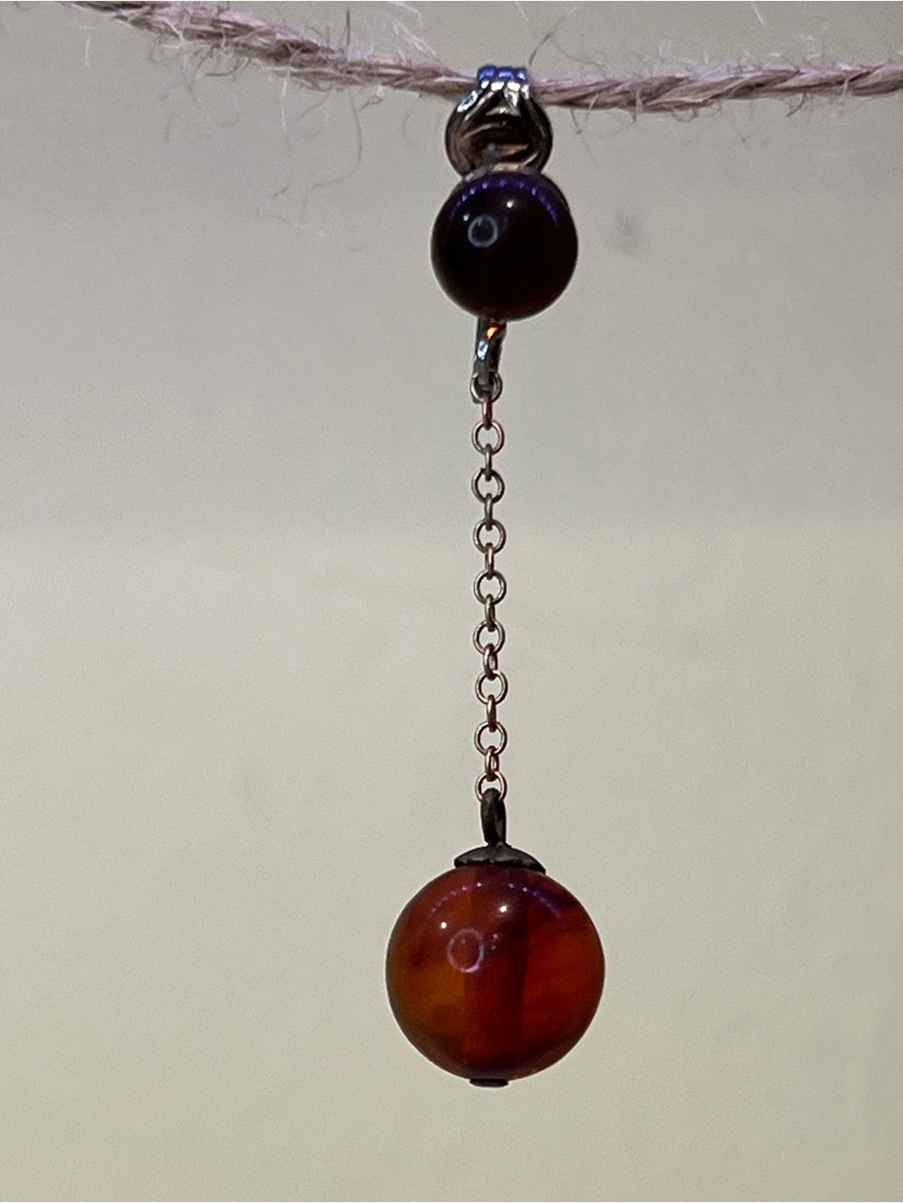 Handmade Amber-Tone Drop Chain Earrings - Women Jewelry - Picture 2 of 4